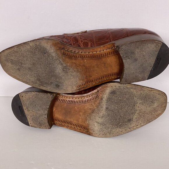 Gravati for Wilkes and Bashford Shoes Mens 9 M Brown Crocodile Wilson Dean Italy - Picture 15 of 16